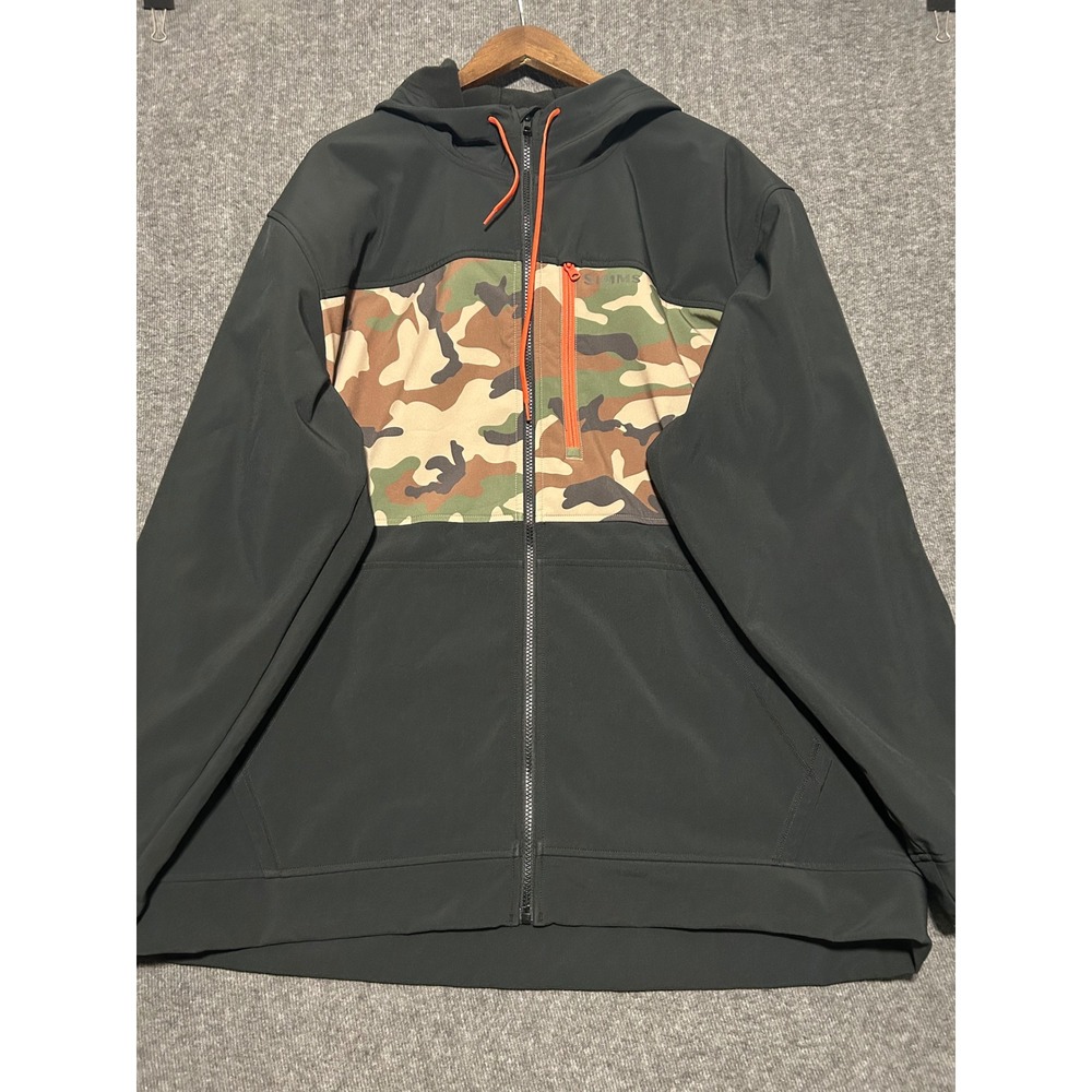 Simms rogue hoody camouflage black men's softshell size 3XL full zip outdoors
